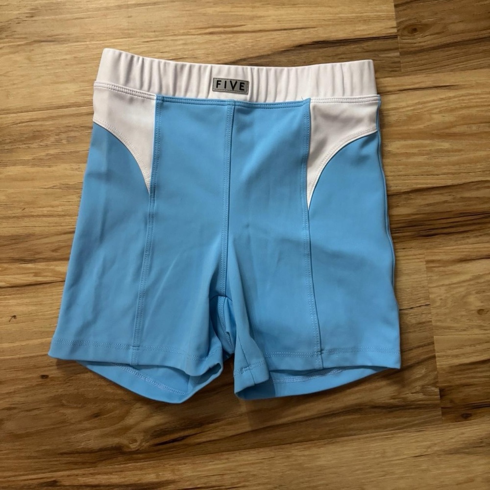 FIVE Women's Athletic Shorts - Light Blue and White